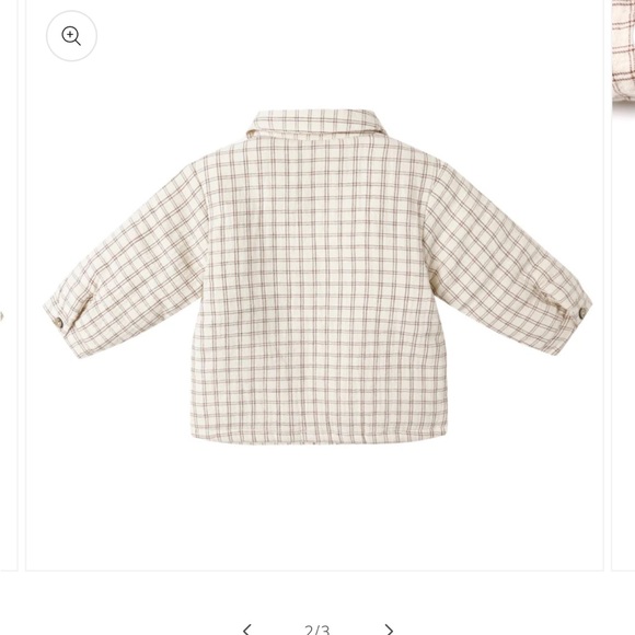 Quincy Mae Ford Jacket - Cedar Check Cream Plaid Button-Front Sherpa Lined Coat - Picture 3 of 4